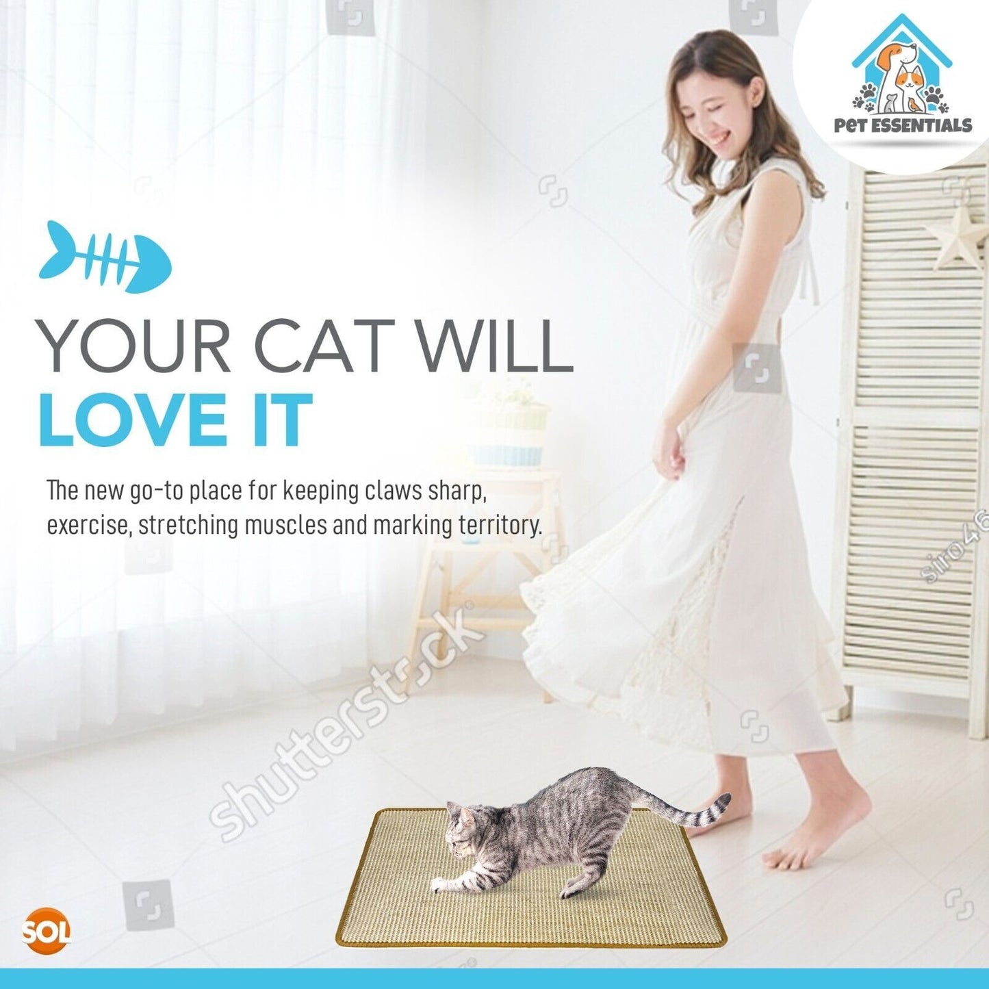2Pk Cat Scratching Sisal Mat 60X40Cm