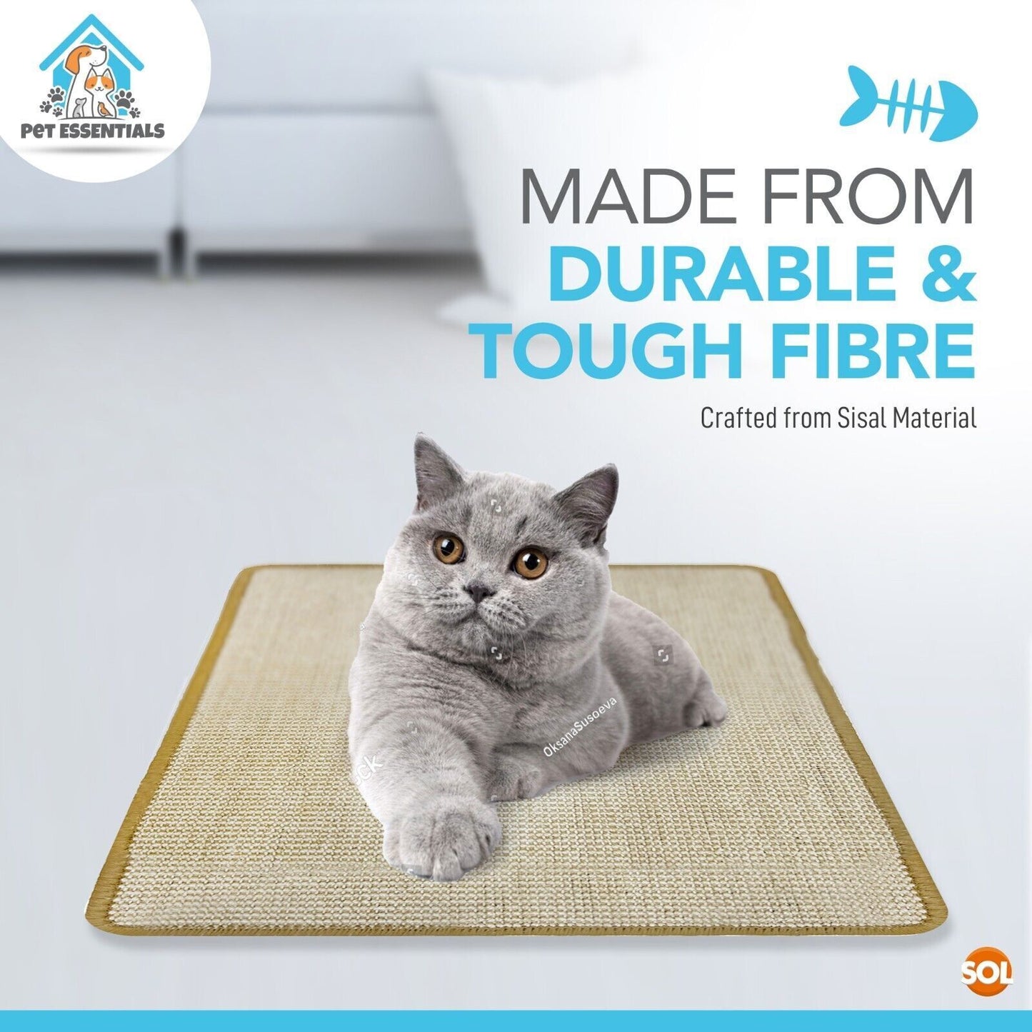2Pk Cat Scratching Sisal Mat 60X40Cm