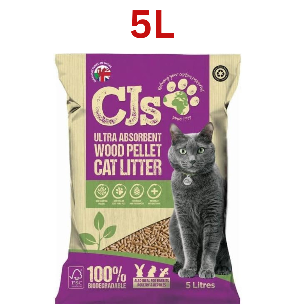 CJ's Premium Cat Litter - Ultra Absorbent Biodegradable Wood Pellets