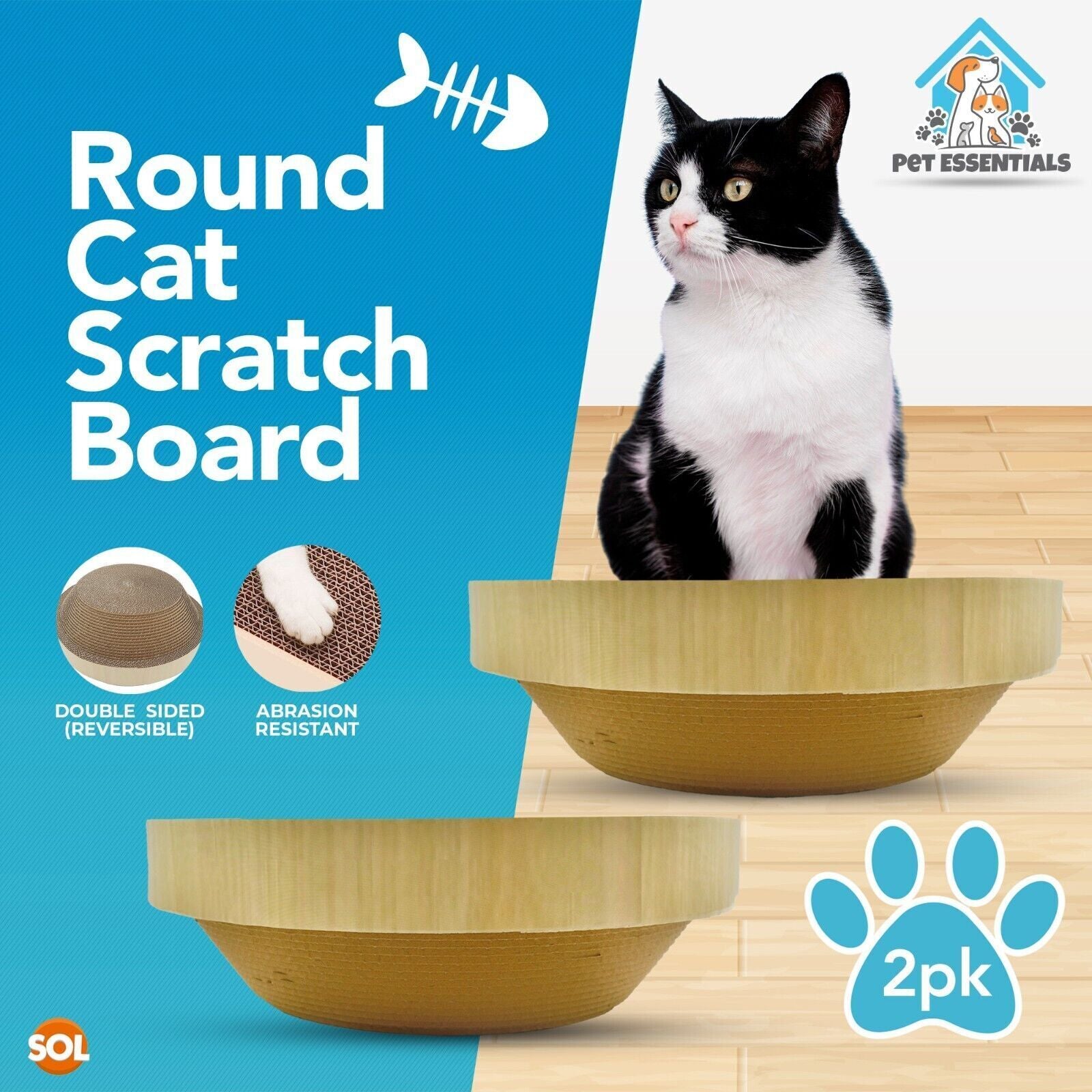 2Pk round Cat Scratcher 30Cm Cardboard Scratching Board Bed Bowl Pad Kitten Pet