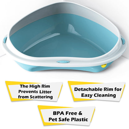 Cat Corner Litter Tray Large or Jumbo Rim Pet Open Toilet Pan Box Cat Centre®