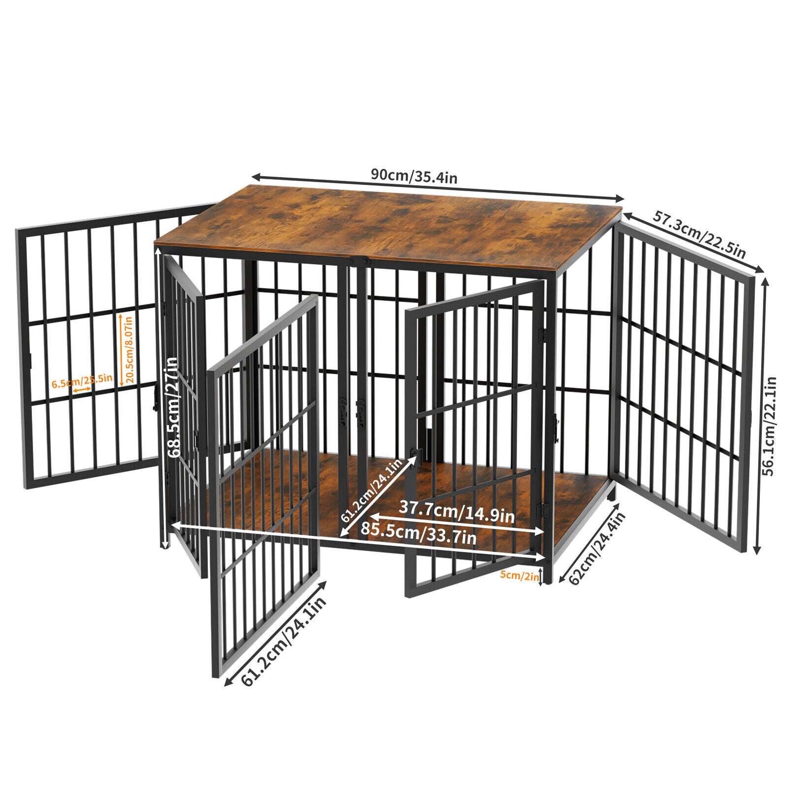 Bingopaw Heavy Duty Wooden Dog Crate Large Cage Puppy Kennel End Table Furniture