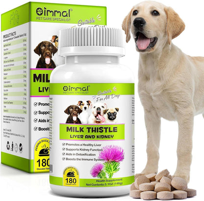 Milk Thistle for Dogs - Liver Detox & Immune System Support - 180 Tablets