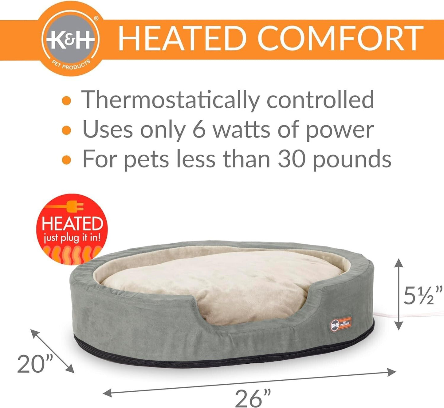 Warm Heated Dog Bed K&H Pet Products Medium Electric Blanket Dog Bed Thermo Nest