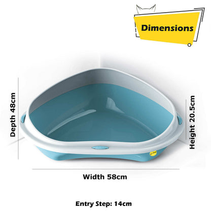 Cat Corner Litter Tray Large or Jumbo Rim Pet Open Toilet Pan Box Cat Centre®