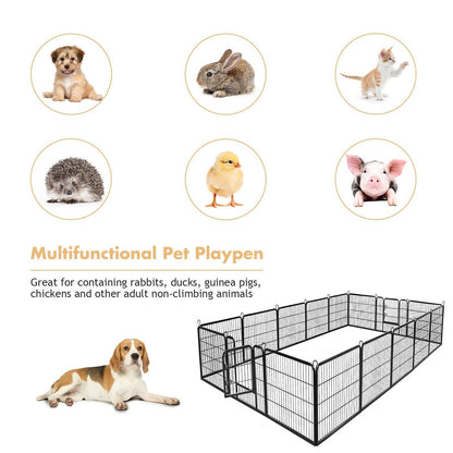 120 CM 8-Panel Height Anti-Rust Pet Playpen with Lockable Gate