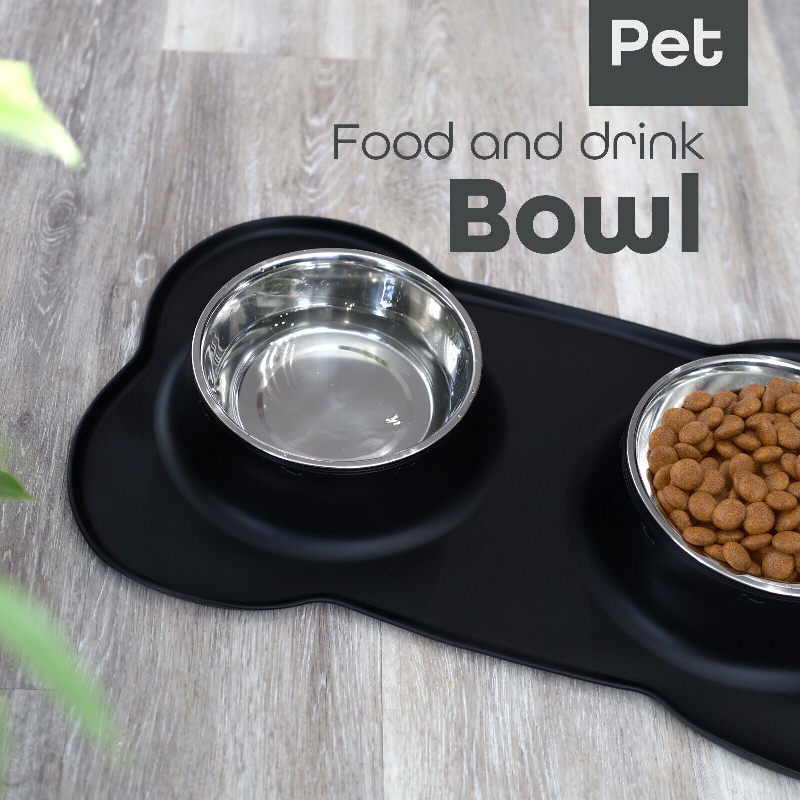 Pets Bowl for Food and Drink Double Bowls Stainless Steel Non Slip for Pets