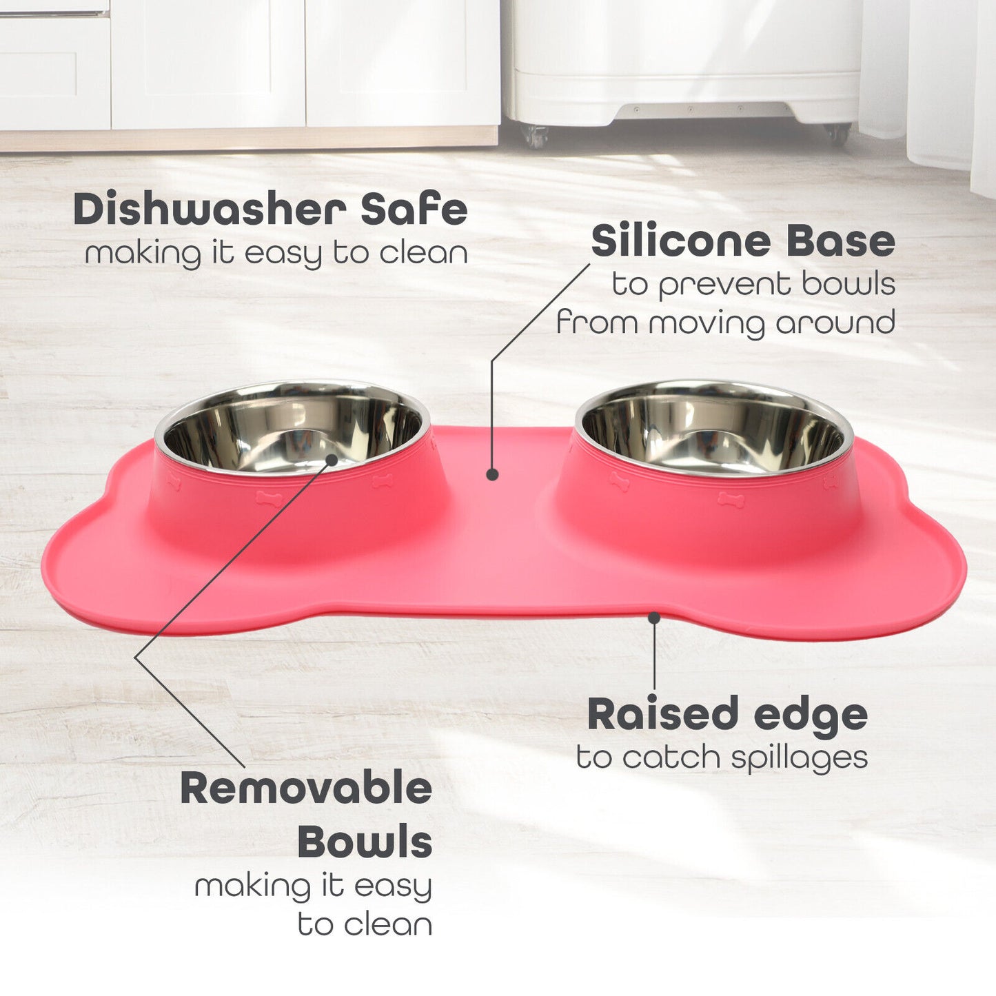 Pets Bowl for Food and Drink Double Bowls Stainless Steel Non Slip for Pets