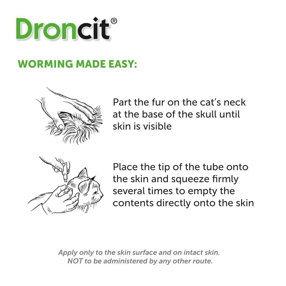 Droncit Spot on Wormer for Cats 4 Pipettes - 4 Month Tapeworm Worming Treatment