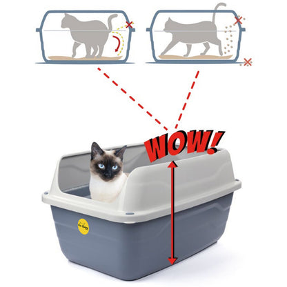 Jumbo Open Cat Litter Tray High Sided Rim Pan Deep Grey Toilet Box Catcentre®