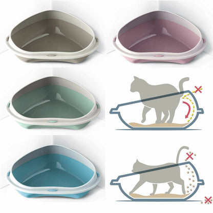 Cat Corner Litter Tray Large or Jumbo Rim Pet Open Toilet Pan Box Cat Centre®