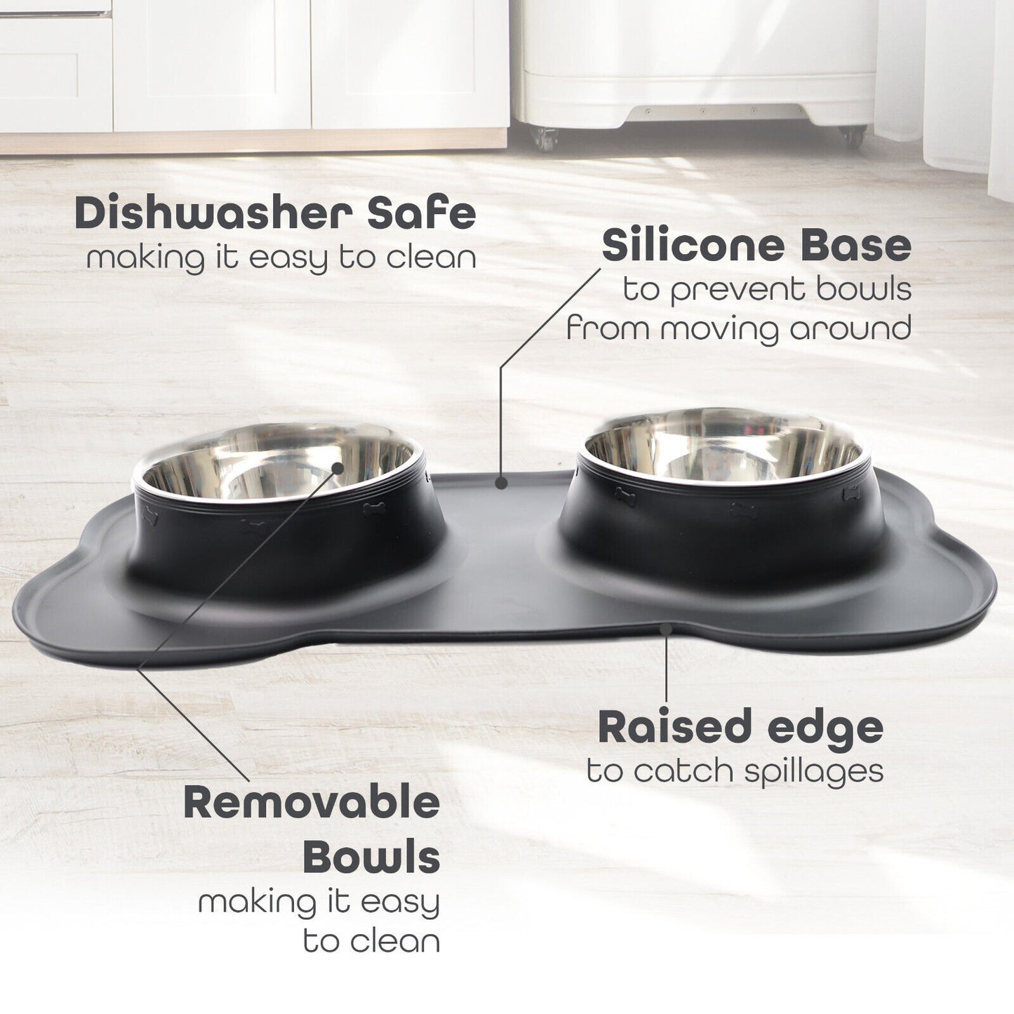 Pets Bowl for Food and Drink Double Bowls Stainless Steel Non Slip for Pets