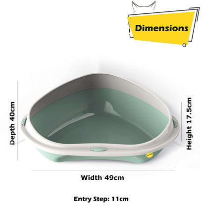 Cat Corner Litter Tray Large or Jumbo Rim Pet Open Toilet Pan Box Cat Centre®