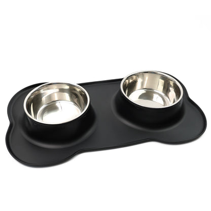 Pets Bowl for Food and Drink Double Bowls Stainless Steel Non Slip for Pets