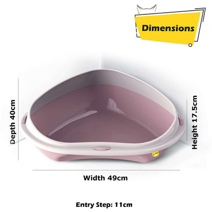 Cat Corner Litter Tray Large or Jumbo Rim Pet Open Toilet Pan Box Cat Centre®