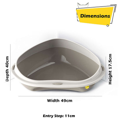 Cat Corner Litter Tray Large or Jumbo Rim Pet Open Toilet Pan Box Cat Centre®