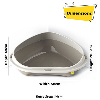 Cat Corner Litter Tray Large or Jumbo Rim Pet Open Toilet Pan Box Cat Centre®