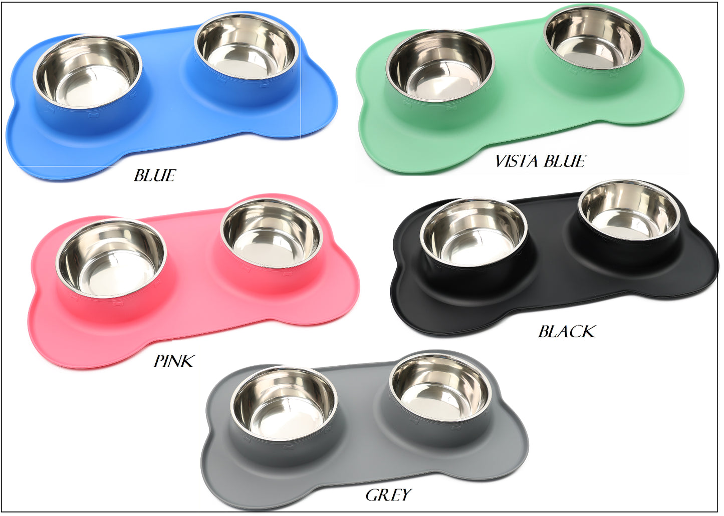 Pets Bowl for Food and Drink Double Bowls Stainless Steel Non Slip for Pets