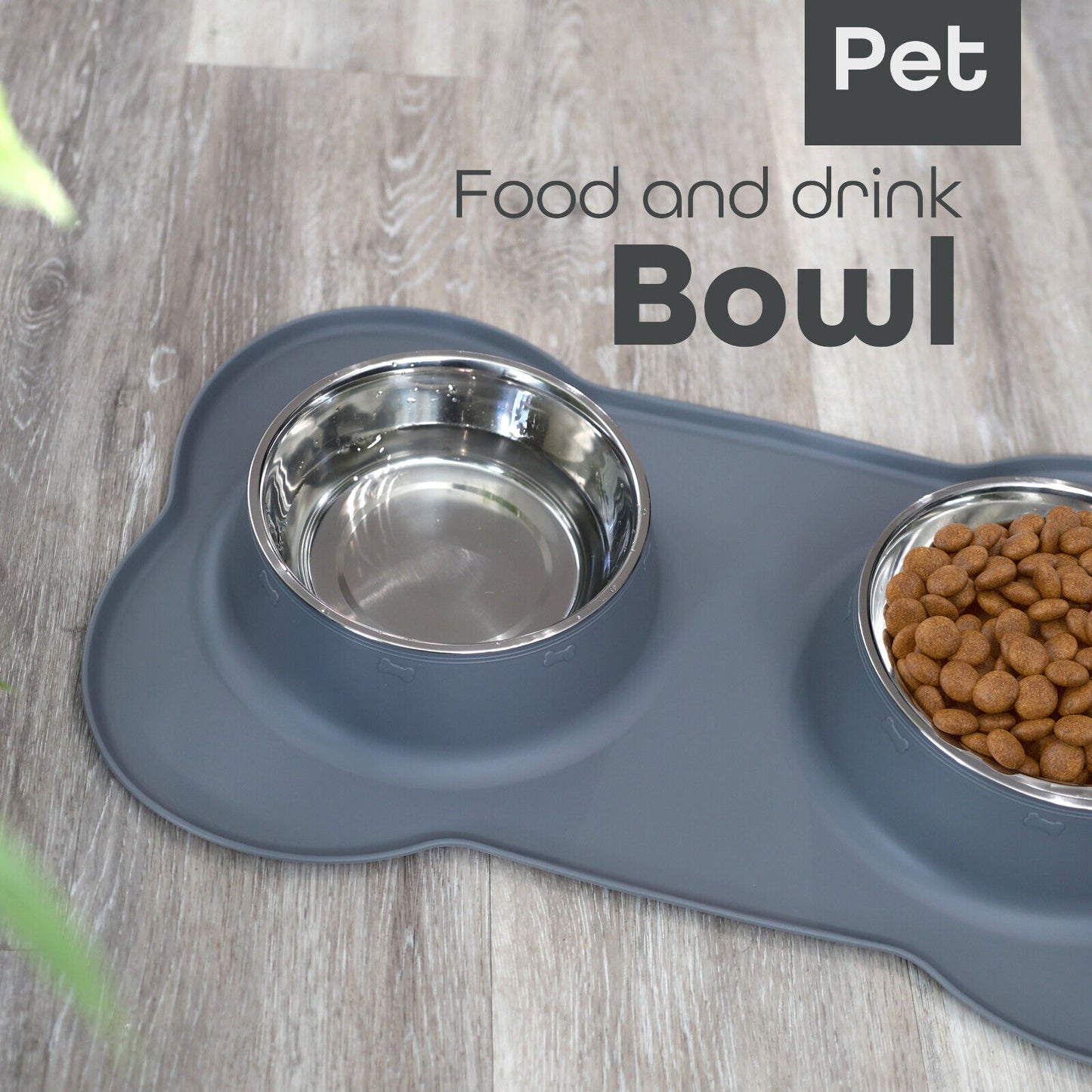 Pets Bowl for Food and Drink Double Bowls Stainless Steel Non Slip for Pets