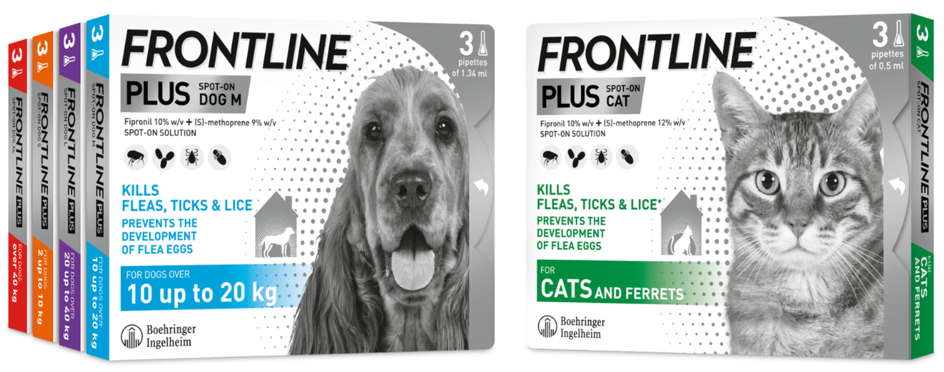 FRONTLINE SPOT on & plus CAT & DOG Flea Lice Tick Treatment Solution Kills Fleas