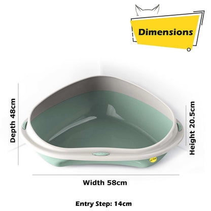 Cat Corner Litter Tray Large or Jumbo Rim Pet Open Toilet Pan Box Cat Centre®