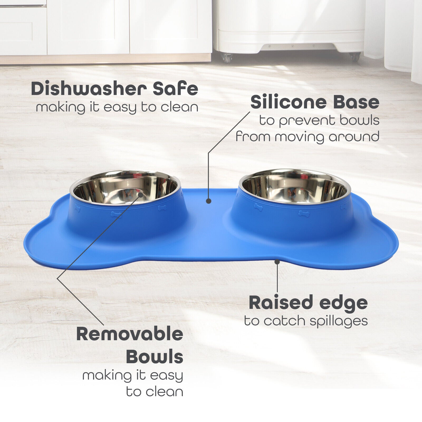 Pets Bowl for Food and Drink Double Bowls Stainless Steel Non Slip for Pets