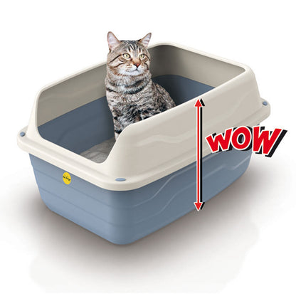 Jumbo Open Cat Litter Tray High Sided Rim Pan Deep Grey Toilet Box Catcentre®