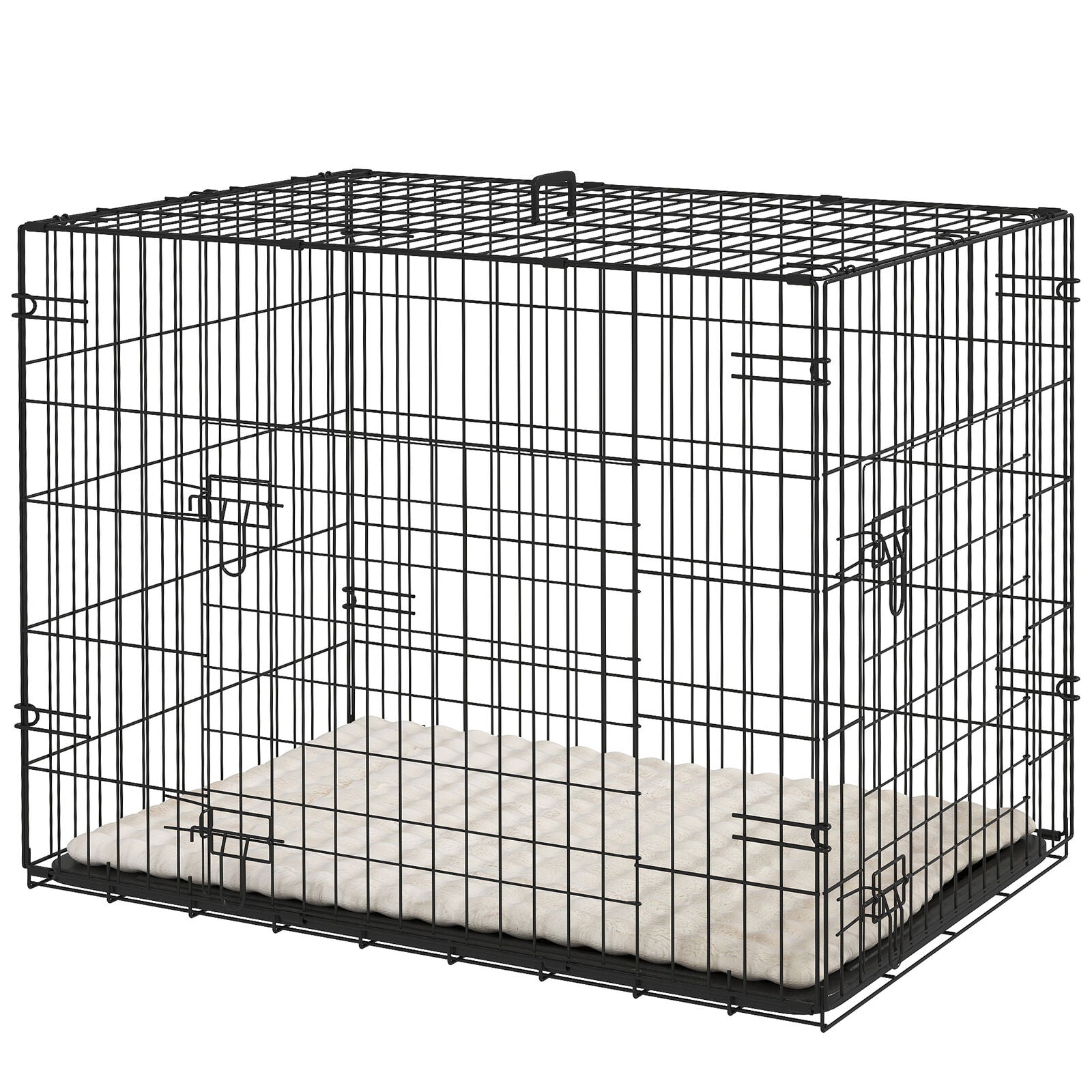 Pawhut Dog Crate with 2 Doors, Tray, Soft Cushion, for Small Dogs