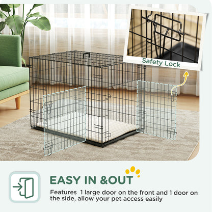 Pawhut Dog Crate with 2 Doors, Tray, Soft Cushion, for Small Dogs